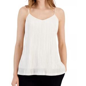 Anne Klein Women's V-Neck Micro-Pleated Knit Tank Cami Top XL